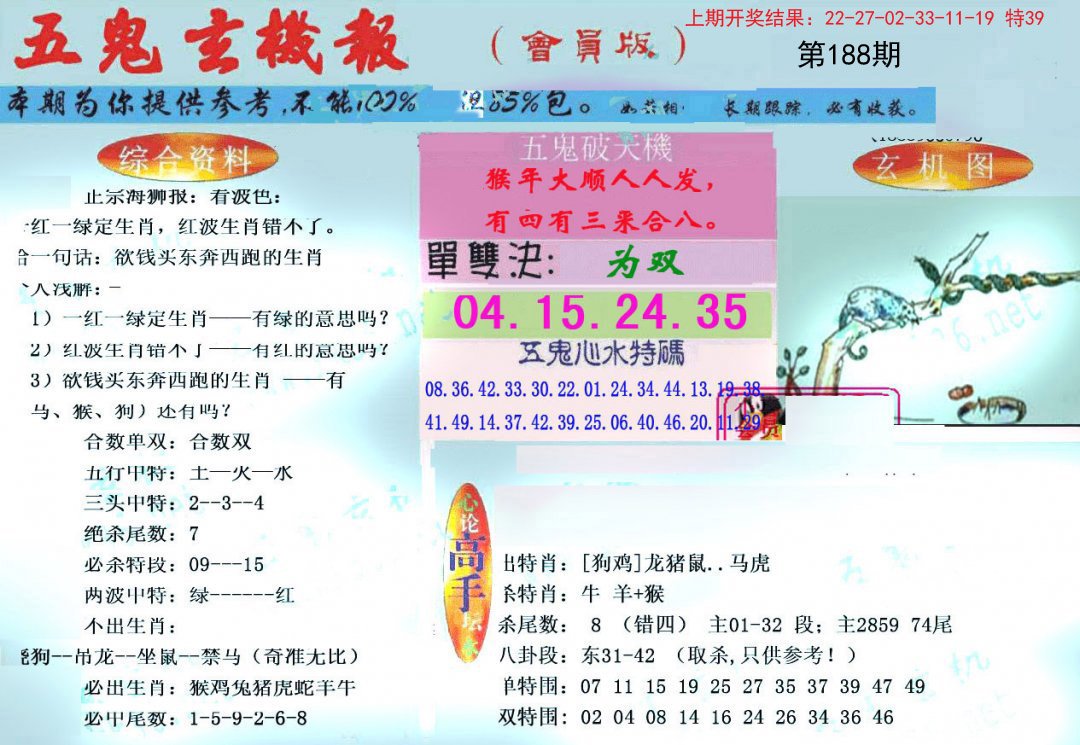 2024188期新五鬼玄机