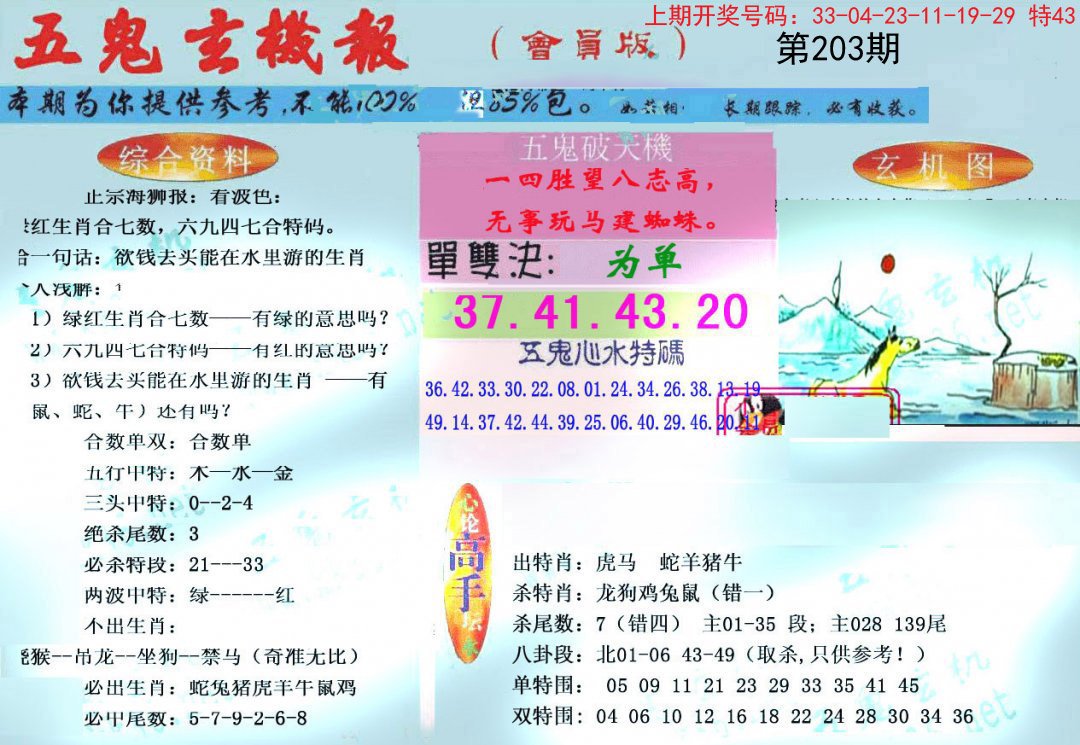 2024203期新五鬼玄机