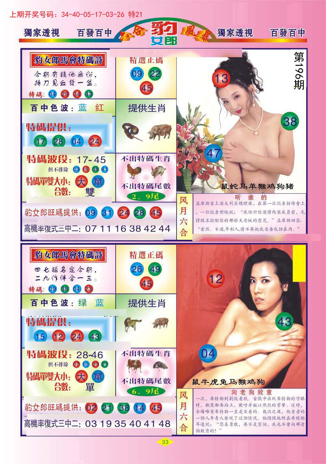 2024196期豹女郎