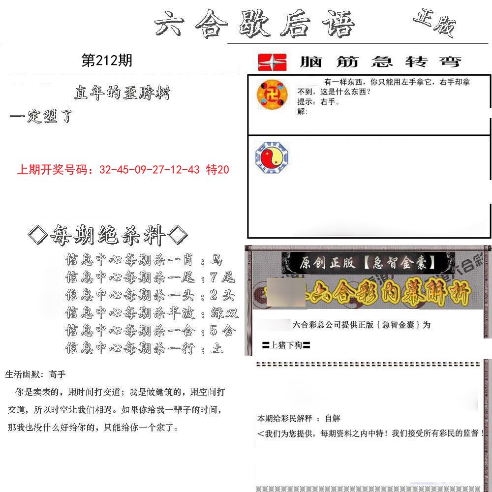2024212期六合歇后语