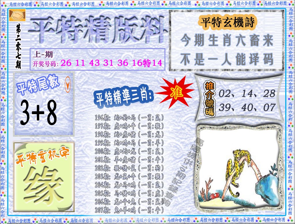 2024207期平特精版料