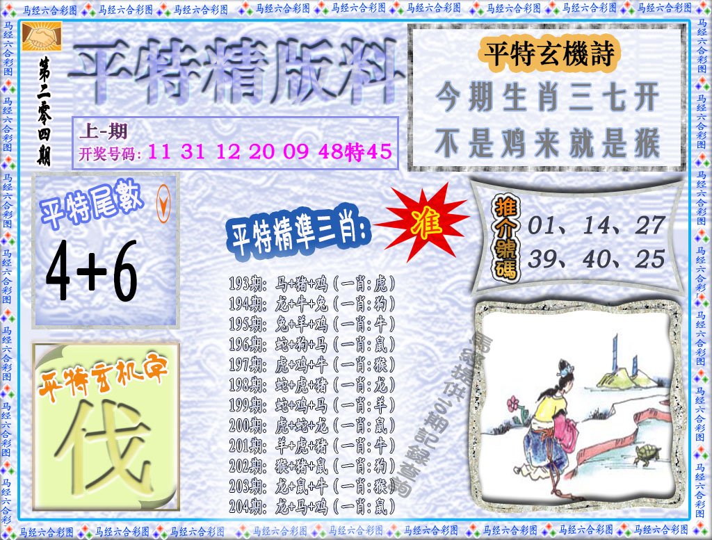 2024204期平特精版料