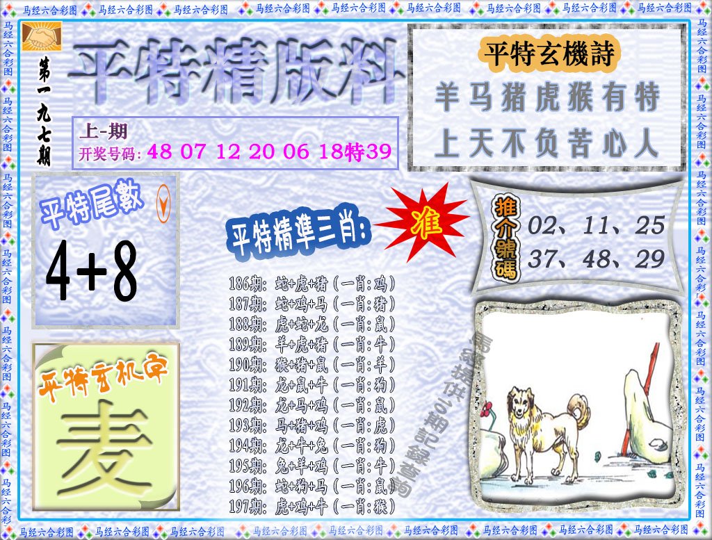 2024197期平特精版料