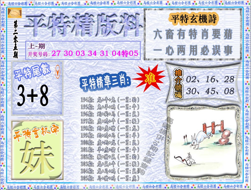 2024205期平特精版料