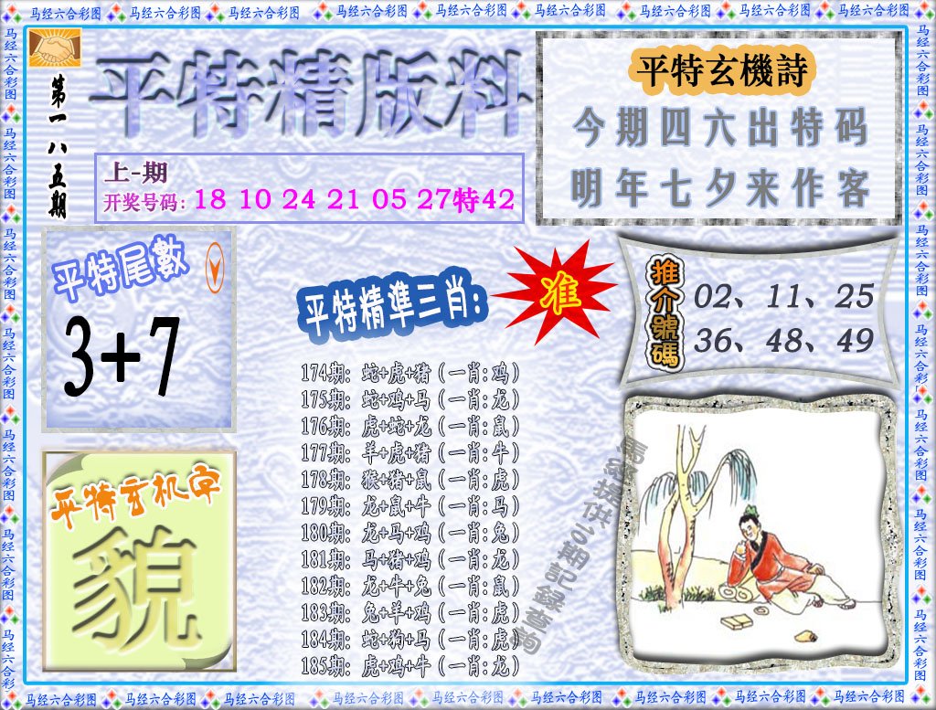 2024185期平特精版料