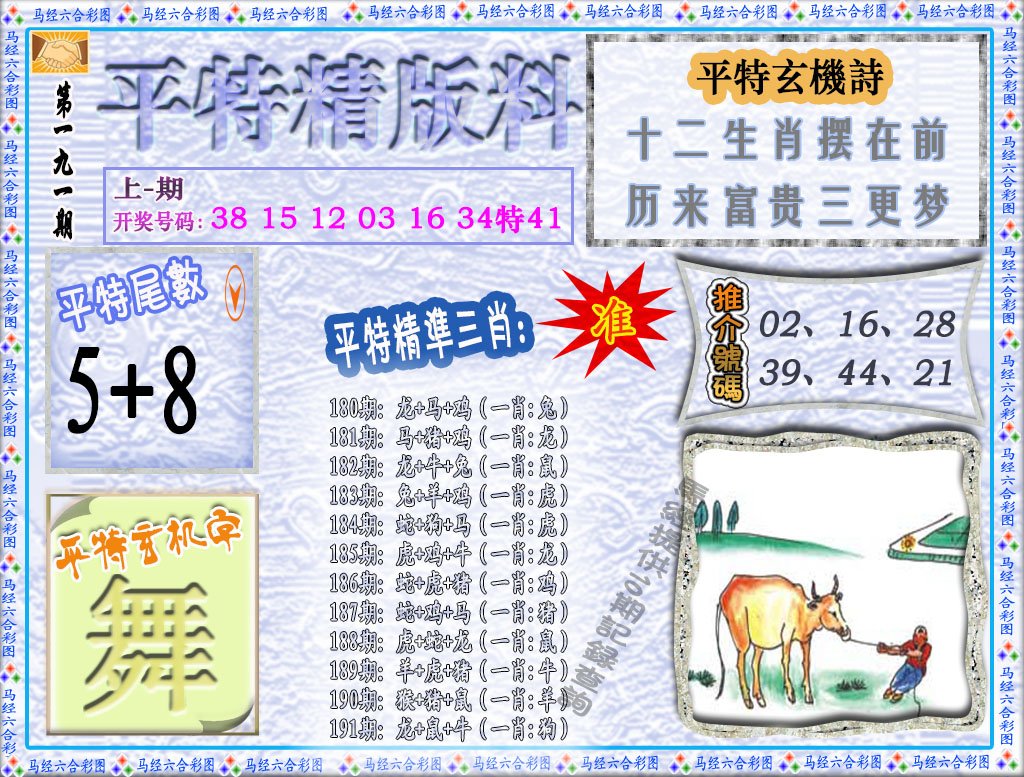 2024191期平特精版料