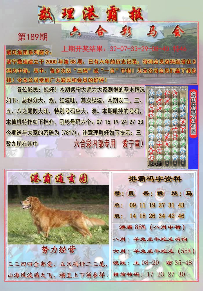 2024189期港霸报