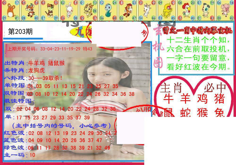 2024203期特码生肖图