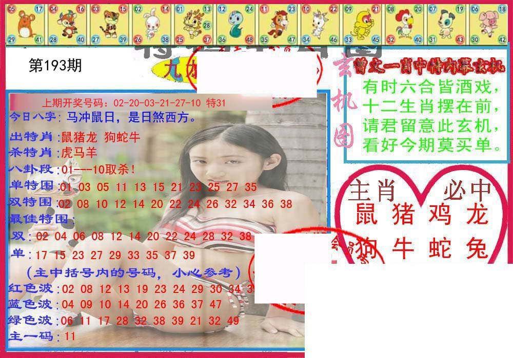 2024193期特码生肖图
