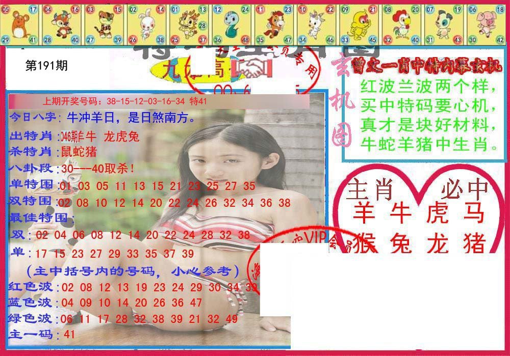2024191期特码生肖图