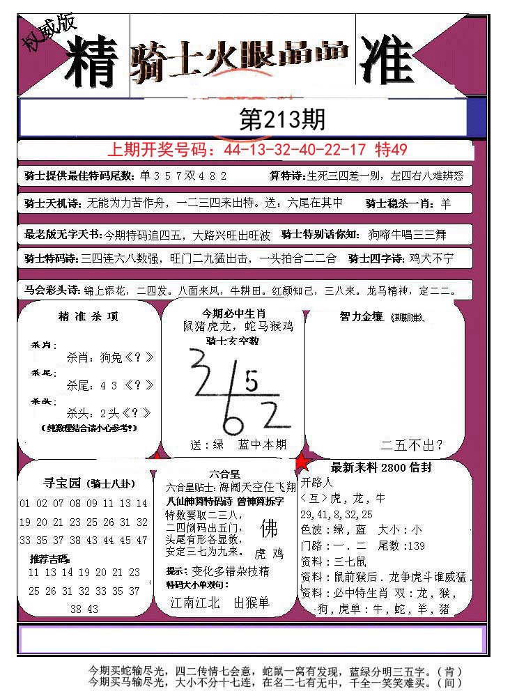 2024213期骑士火眼晶晶a