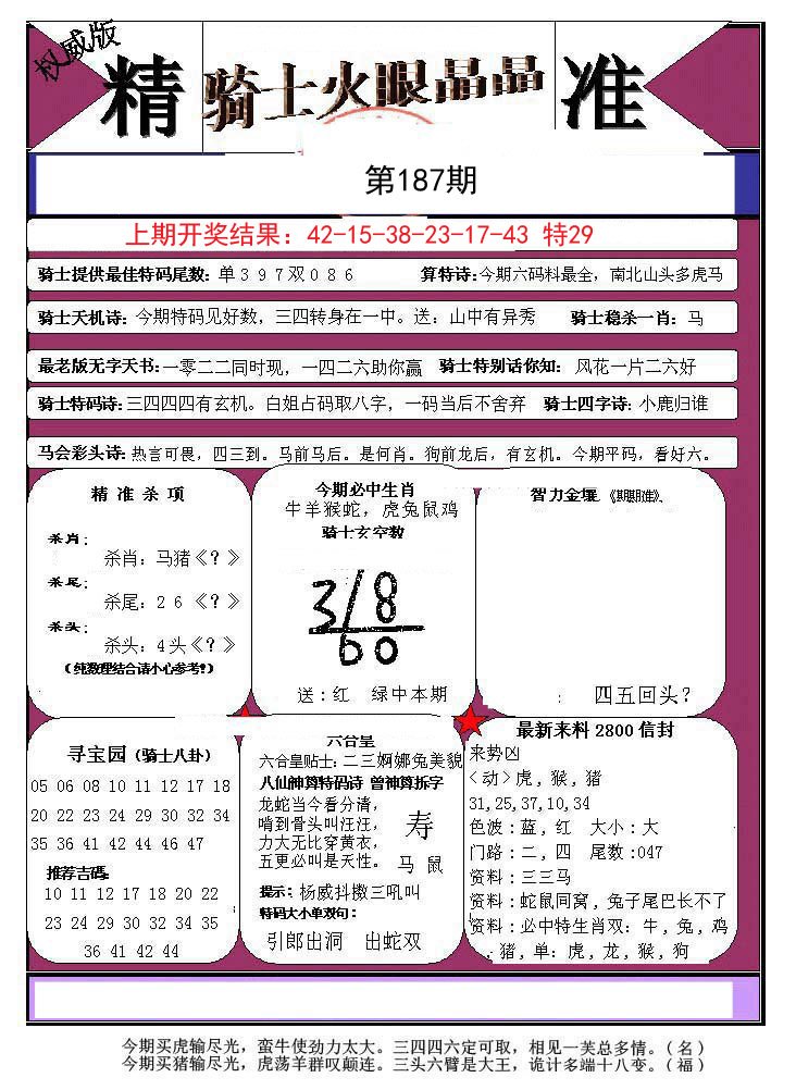 2024187期骑士火眼晶晶a