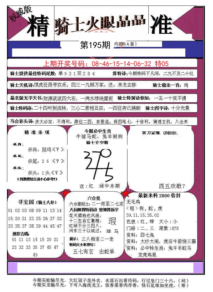 2024195期骑士火眼晶晶a