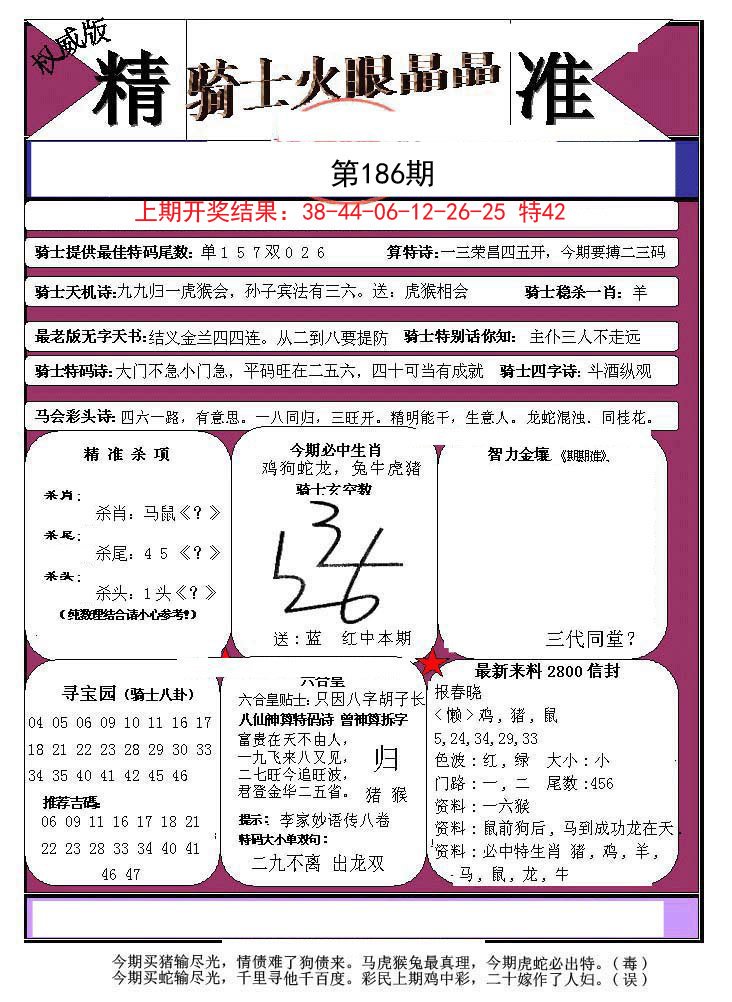 2024186期骑士火眼晶晶a