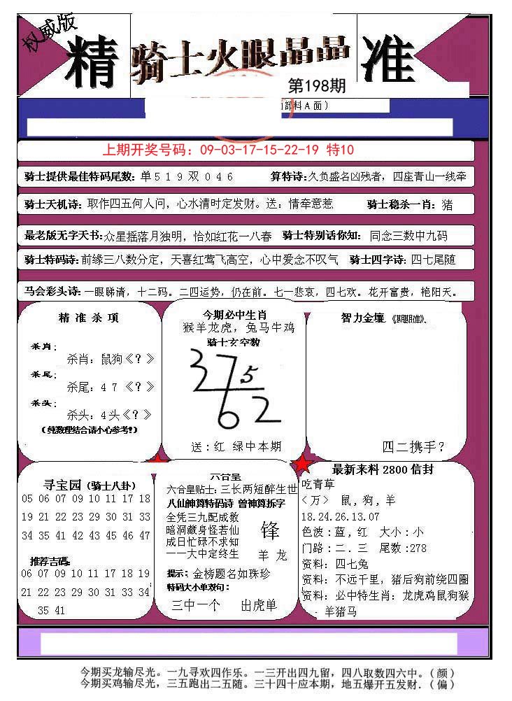 2024198期骑士火眼晶晶a
