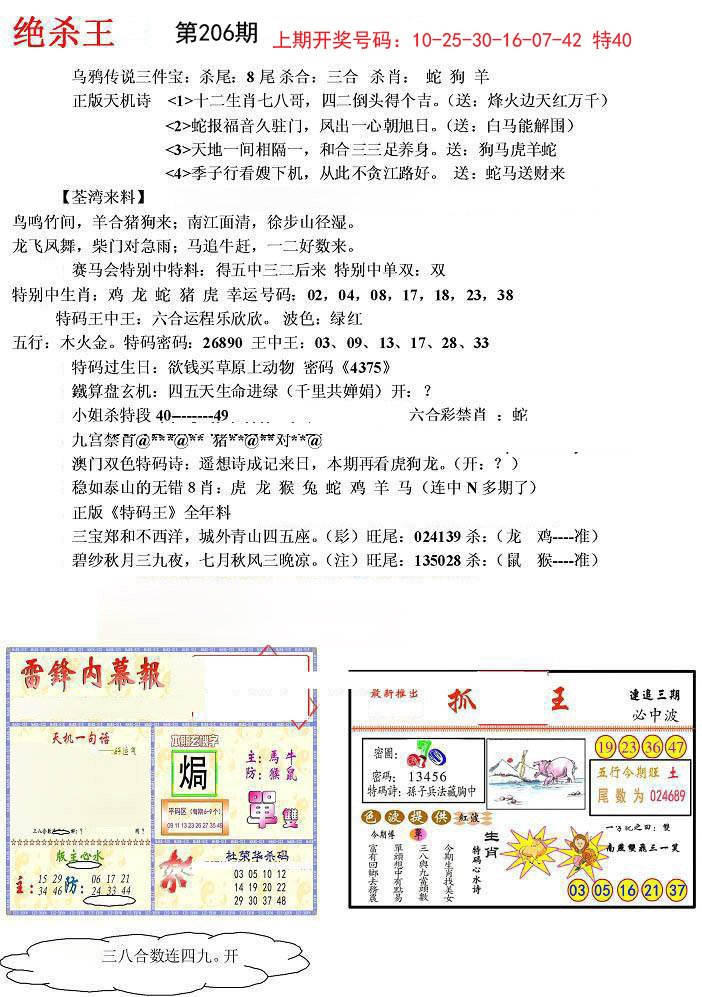 2024206期蓝天报(绝杀王)