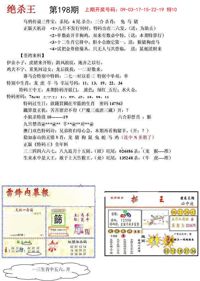 2024198期蓝天报(绝杀王)