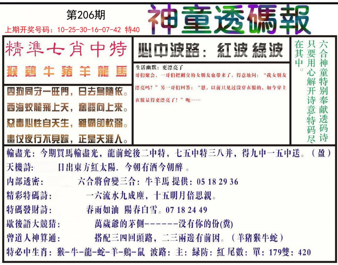 2024206期神童透码报
