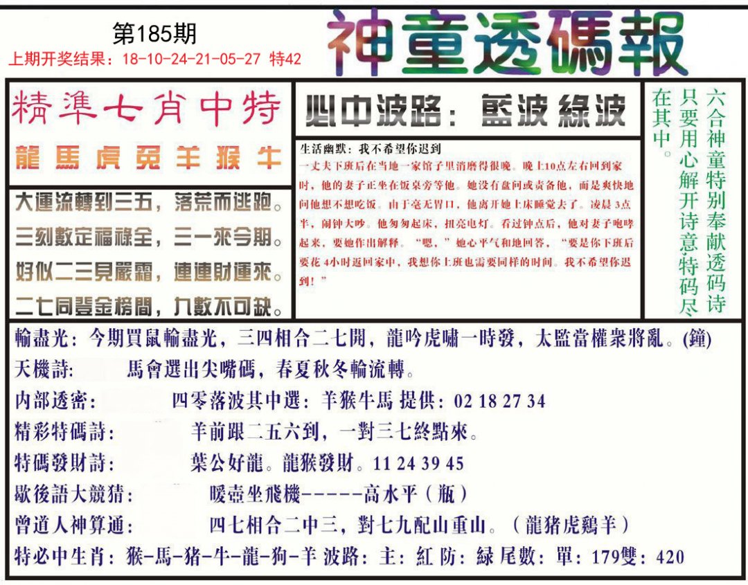 2024185期神童透码报