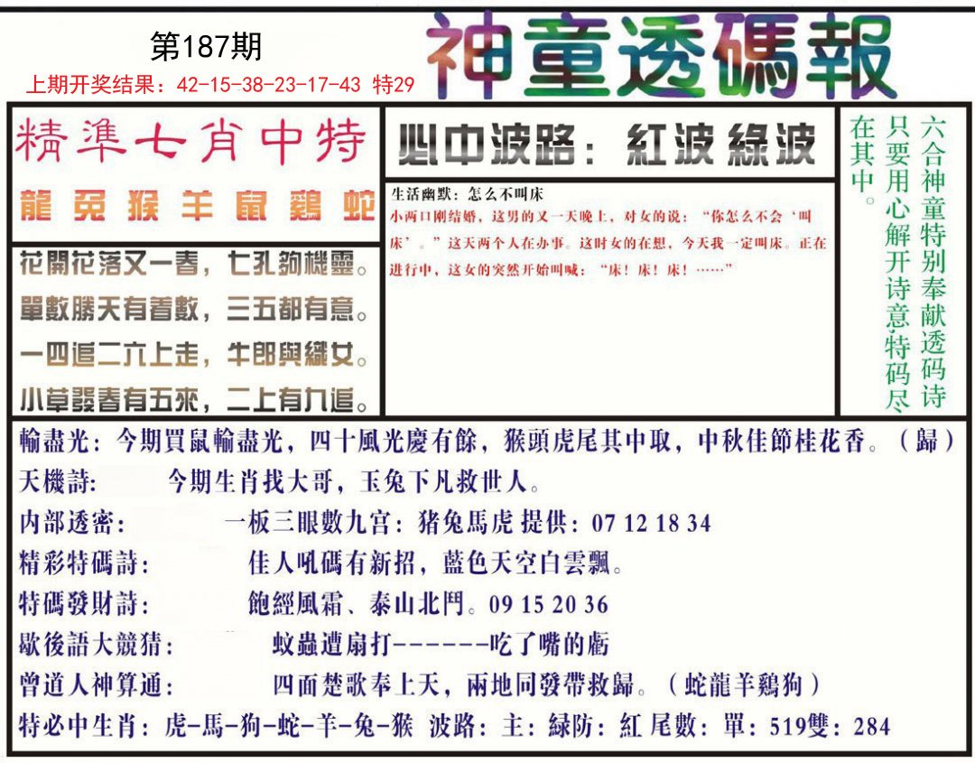 2024187期神童透码报