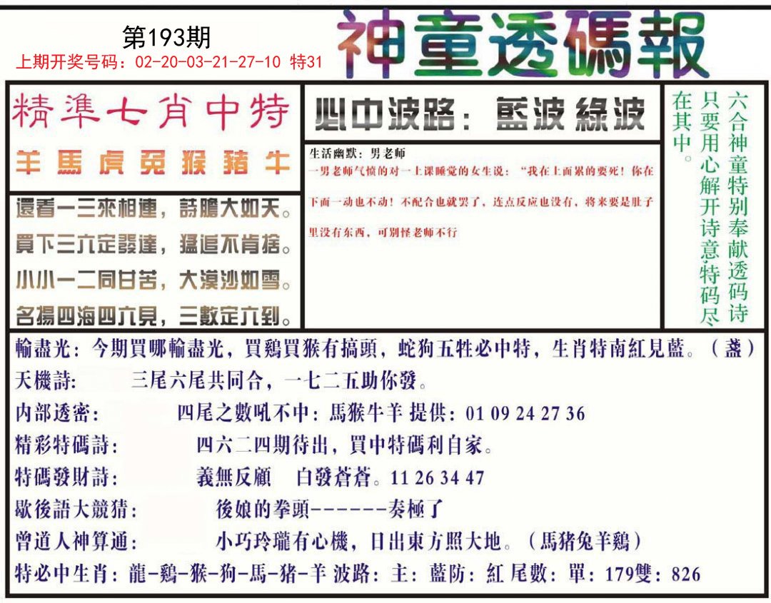 2024193期神童透码报