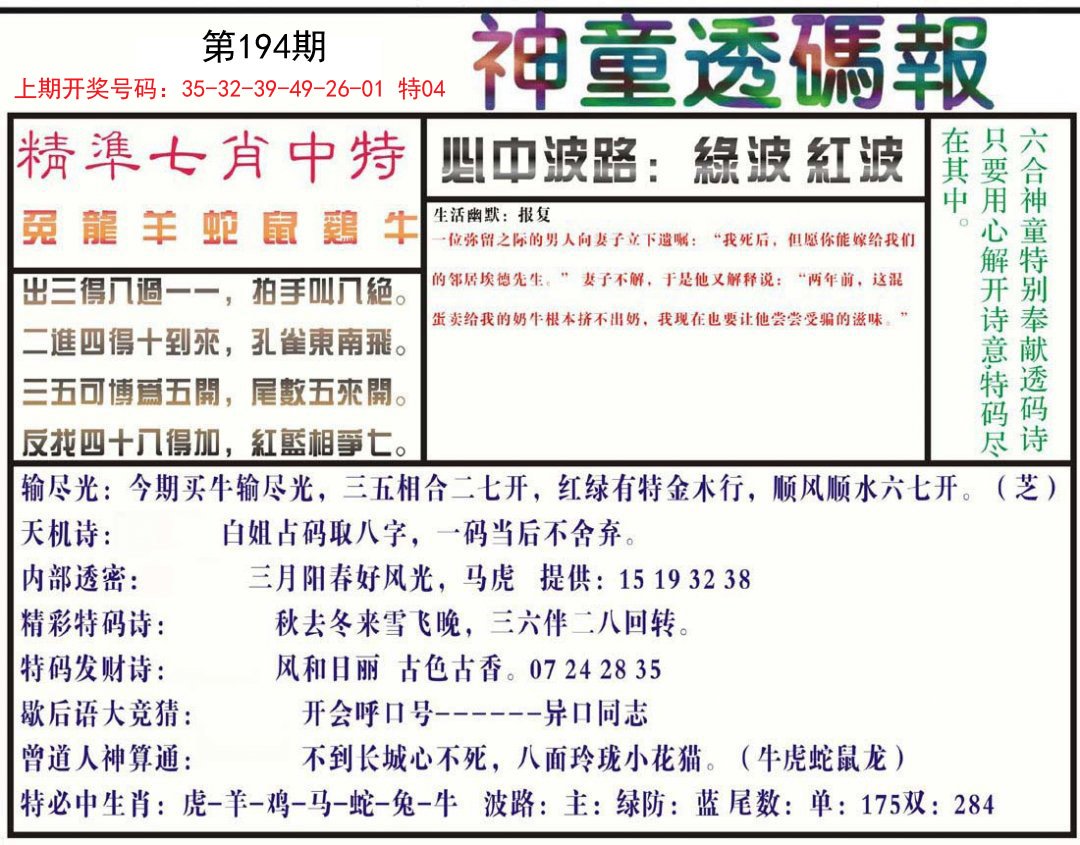 2024194期神童透码报