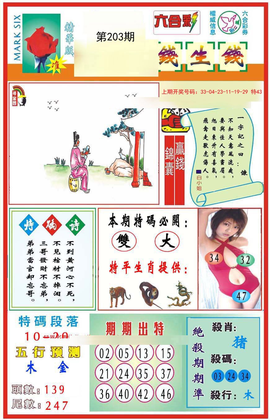2024203期九龍钱生钱(推荐)