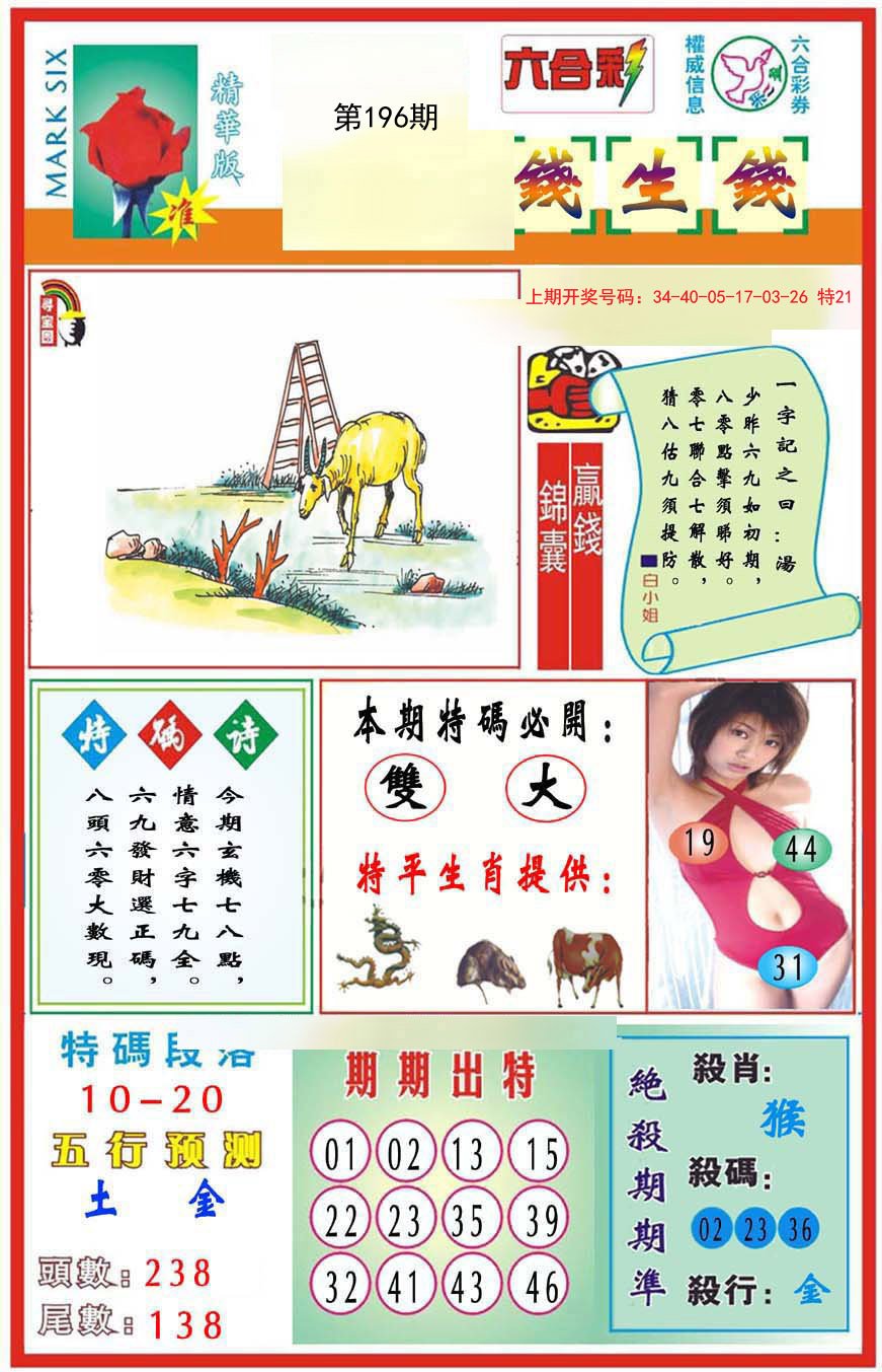 2024196期九龍钱生钱(推荐)