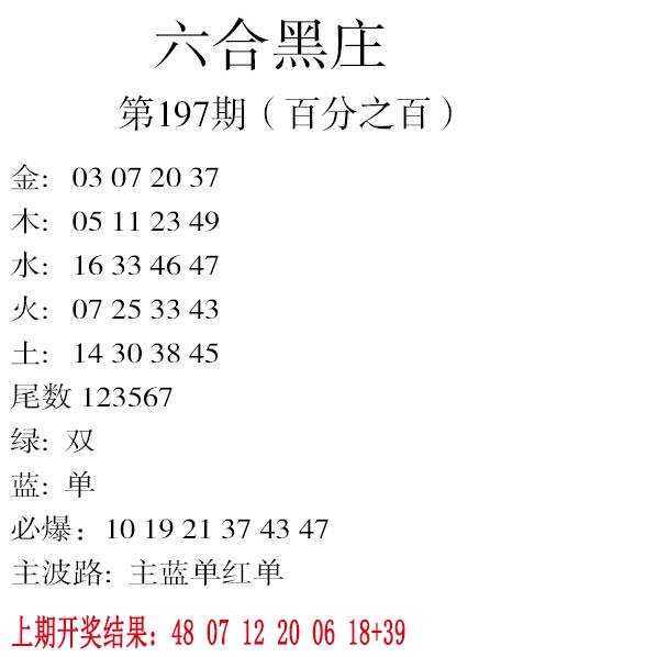 2024197期六合黑庄