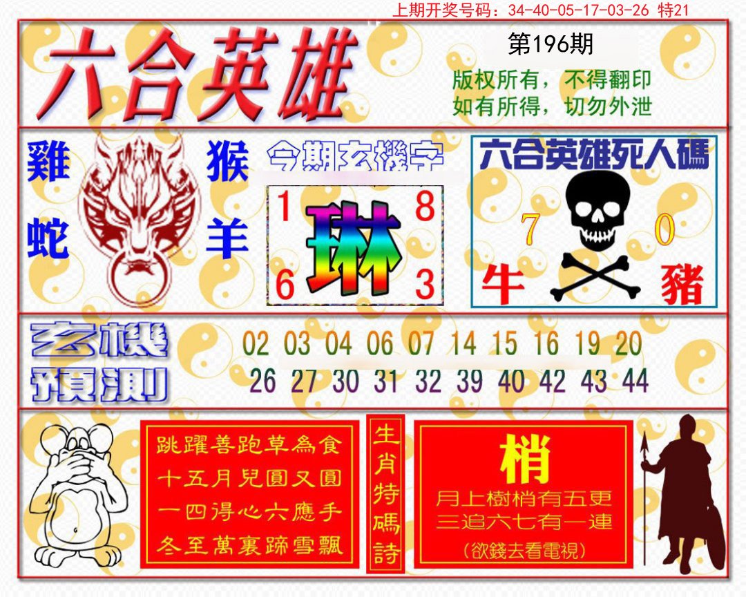 2024196期六合英雄