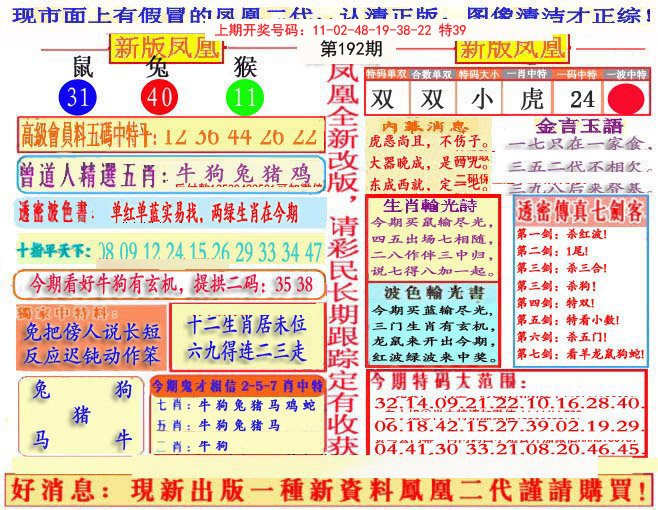2024192期另二代凤凰报