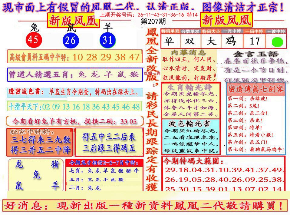 2024207期另二代凤凰报