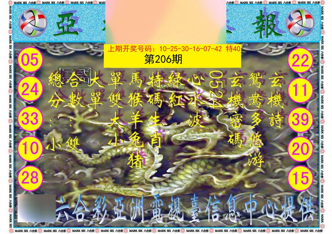 2024206期亚视内幕报
