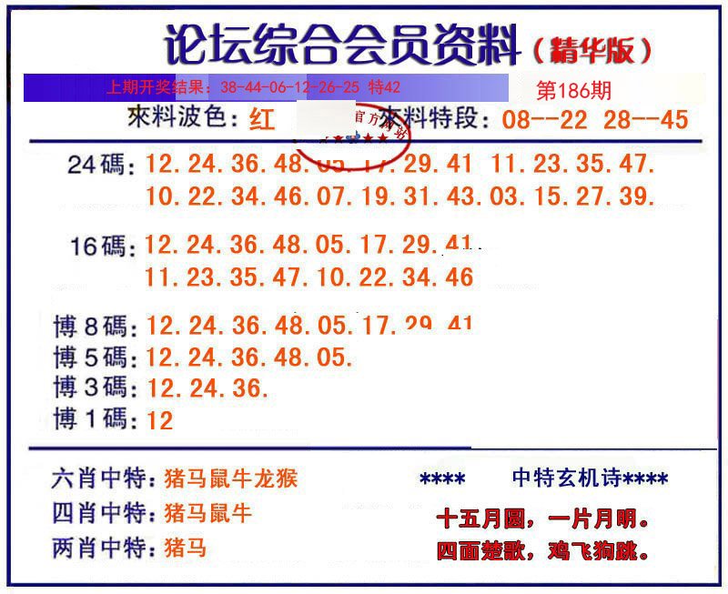 2024186期综合会员资料