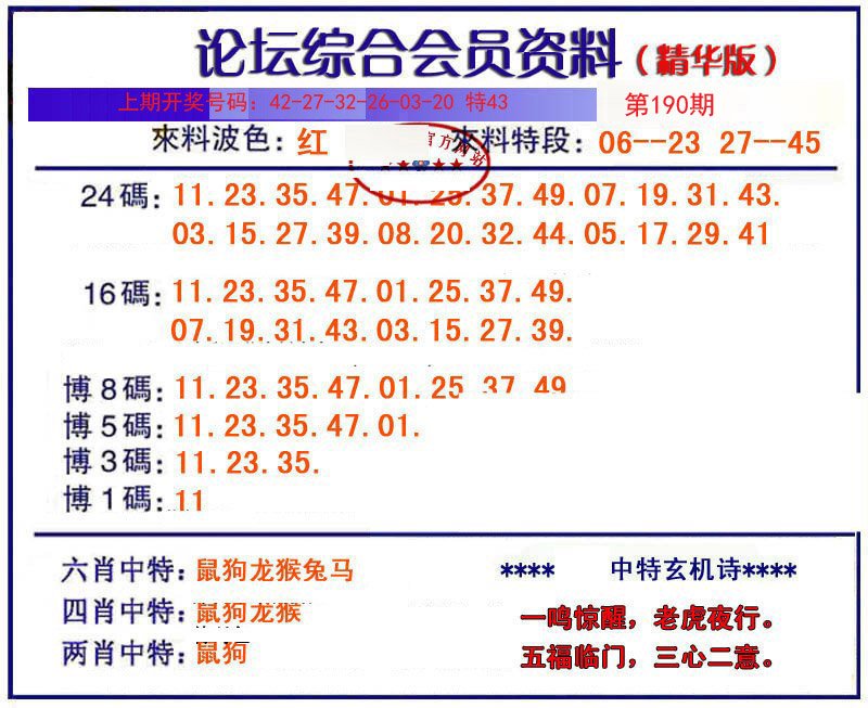 2024190期综合会员资料