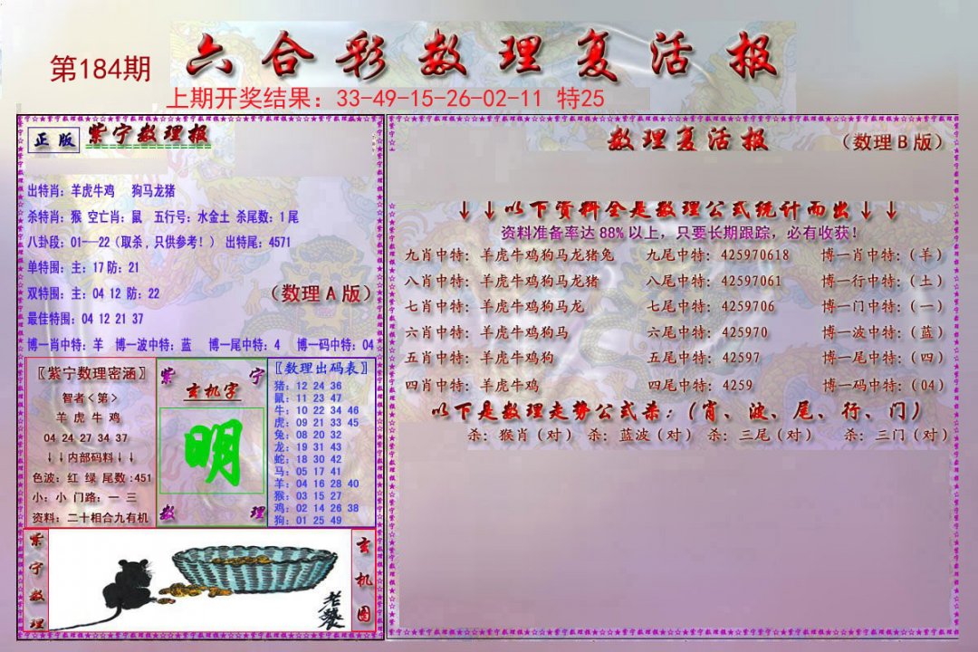 2024184期数理复活报