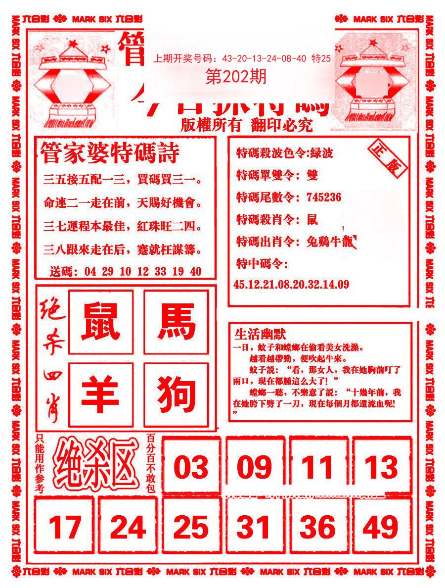 2024202期管家婆抓特码B