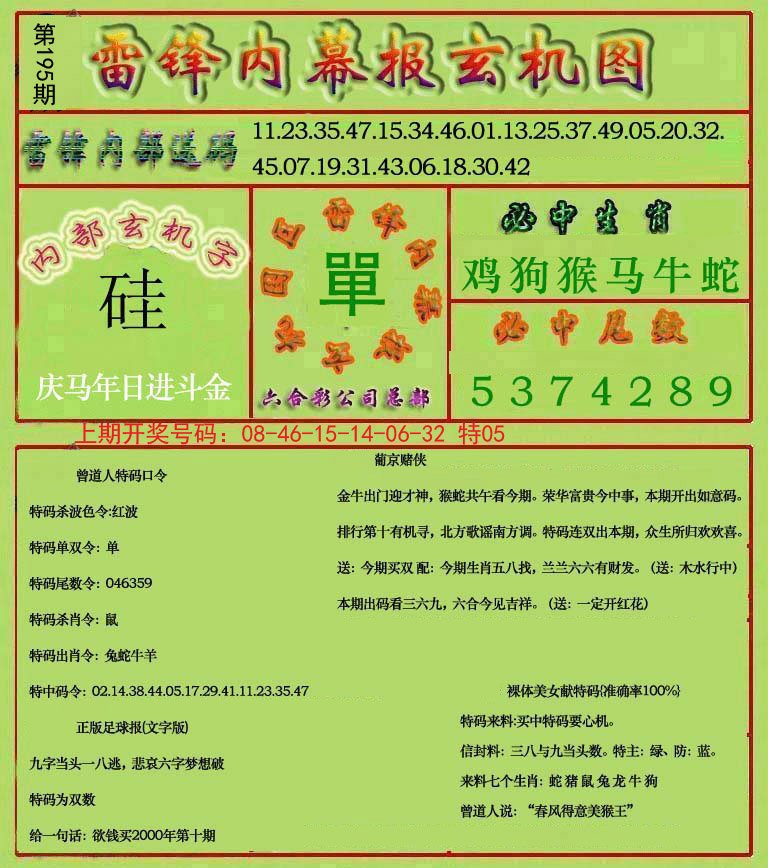 2024195期雷锋玄机报