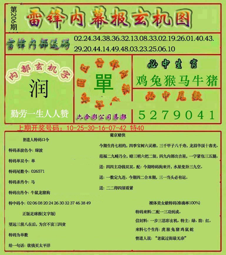 2024206期雷锋玄机报