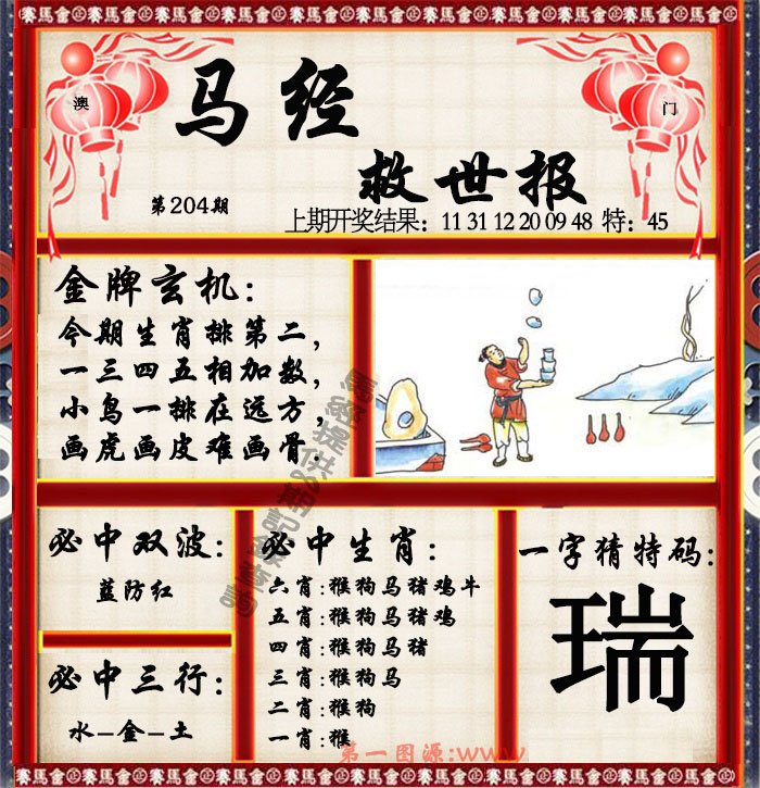 2024204期马经救世报