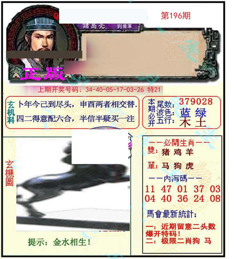 2024196期正宗孔明