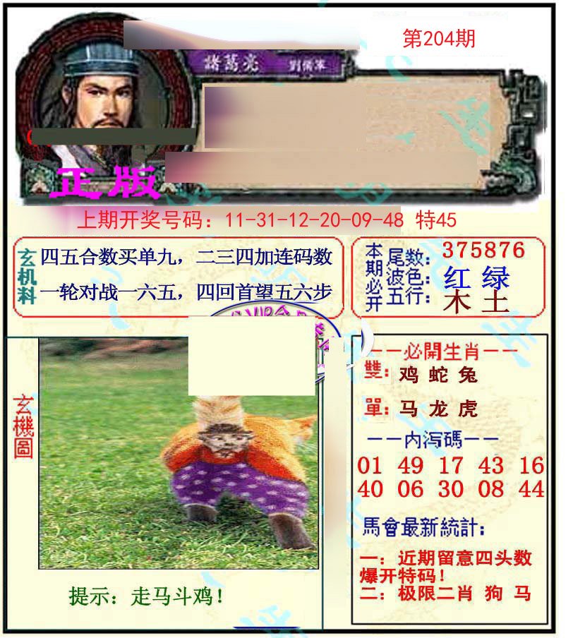 2024204期正宗孔明