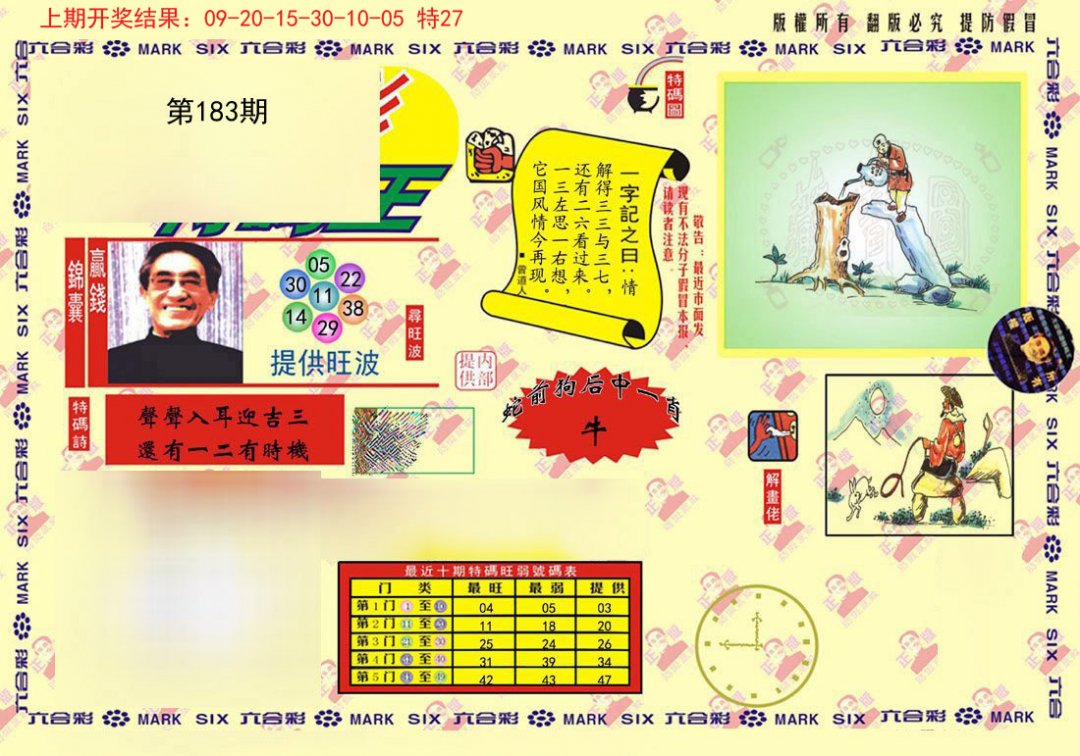 2024183期心水特码(信封)