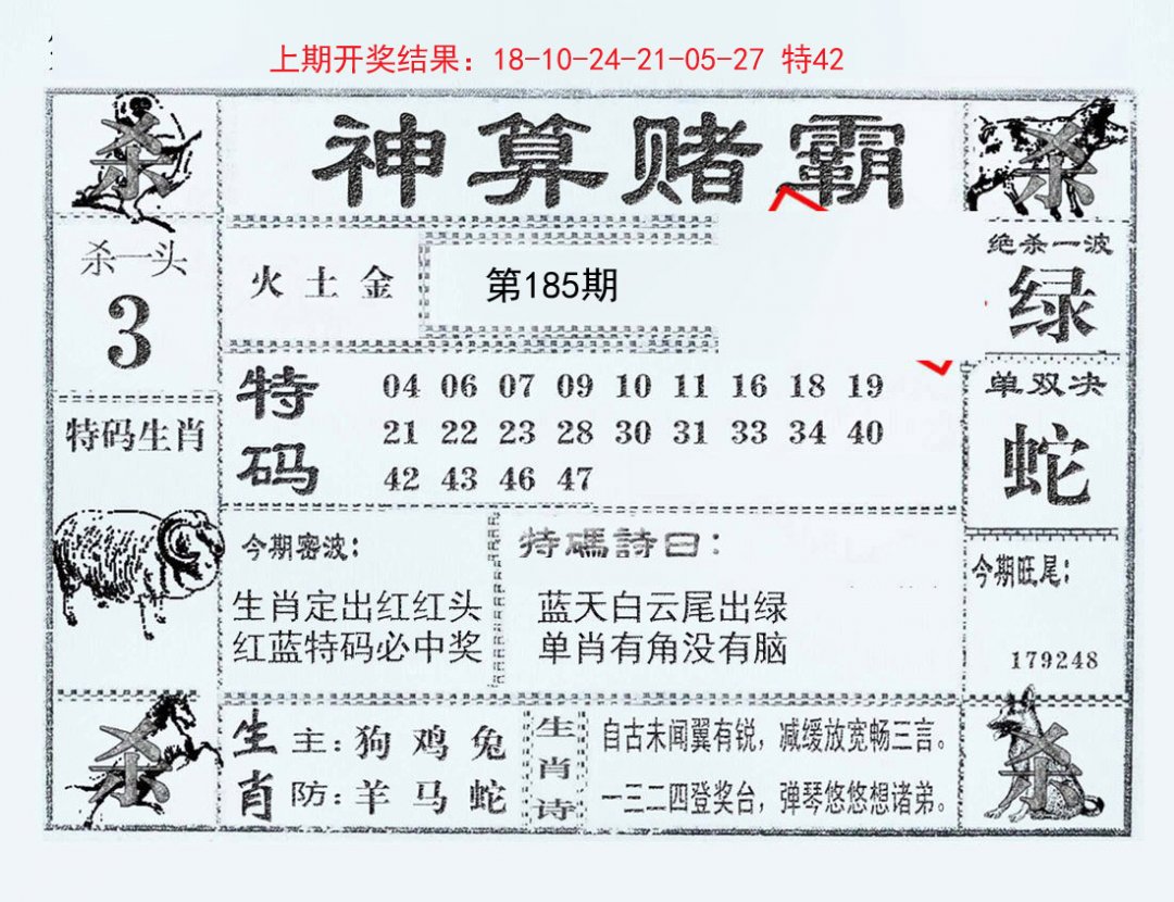 2024185期神算赌霸