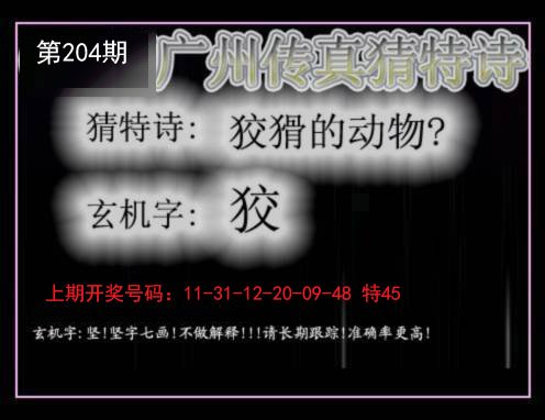 2024204期广州传真猜特诗