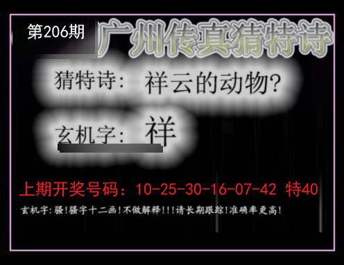 2024206期广州传真猜特诗