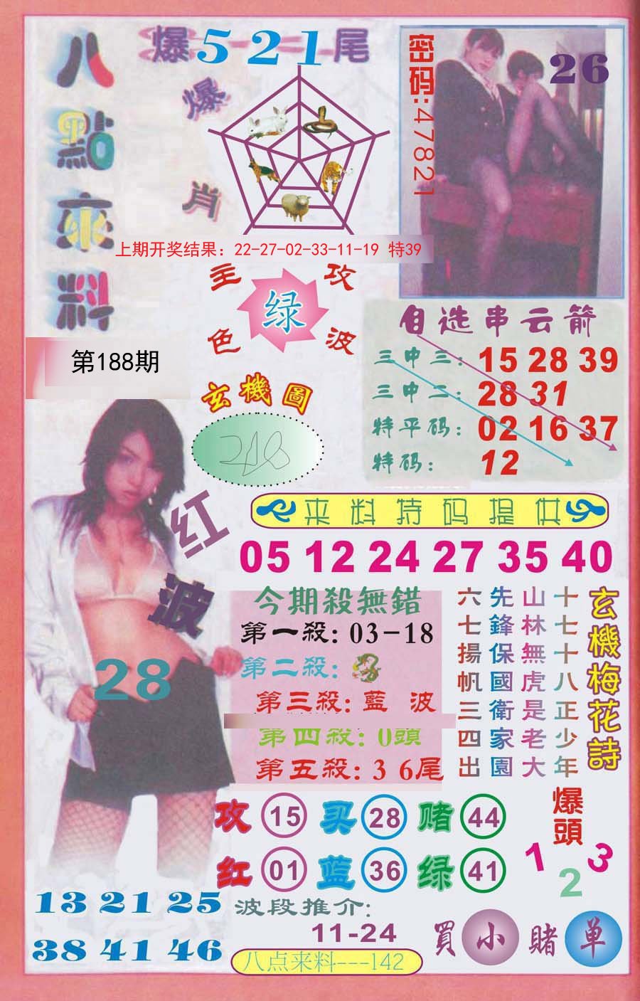 2024188期传真八点来料