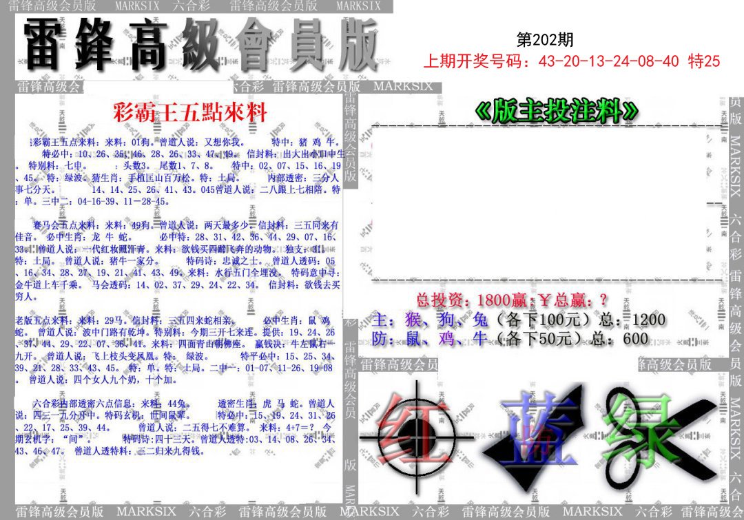 2024202期(假)雷锋高级会员版