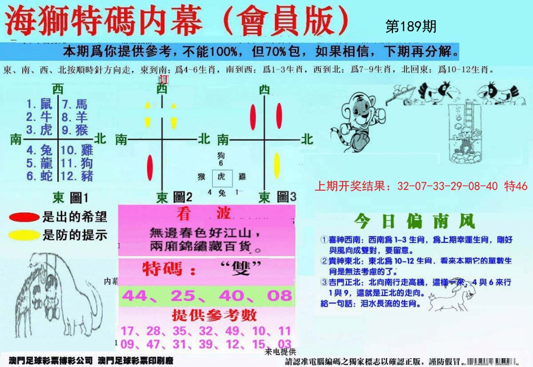 2024189期另版海狮特码内幕报