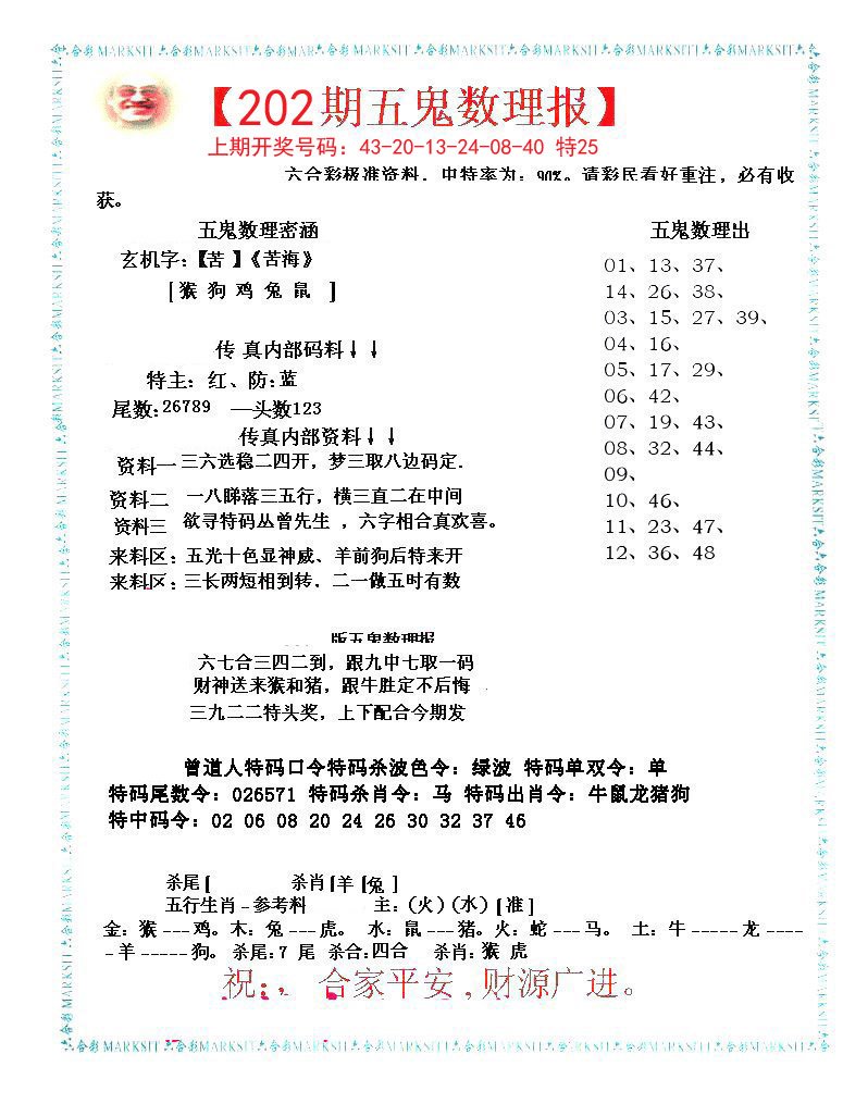 2024202期五鬼数理报